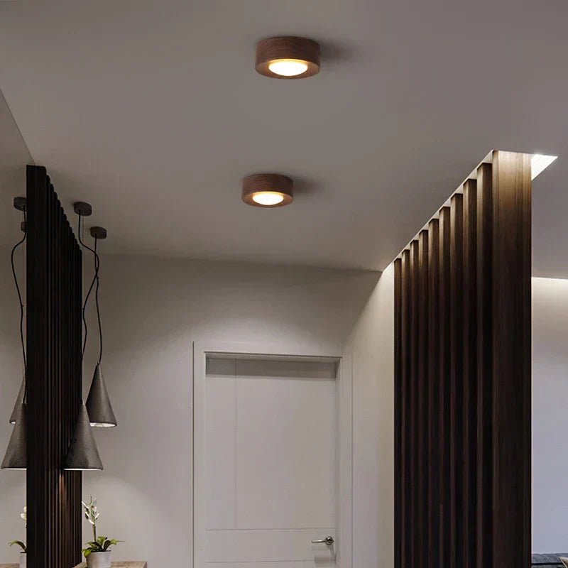 Luz de Techo Empotrada Cilíndrica BowLift LignaShine de Madera