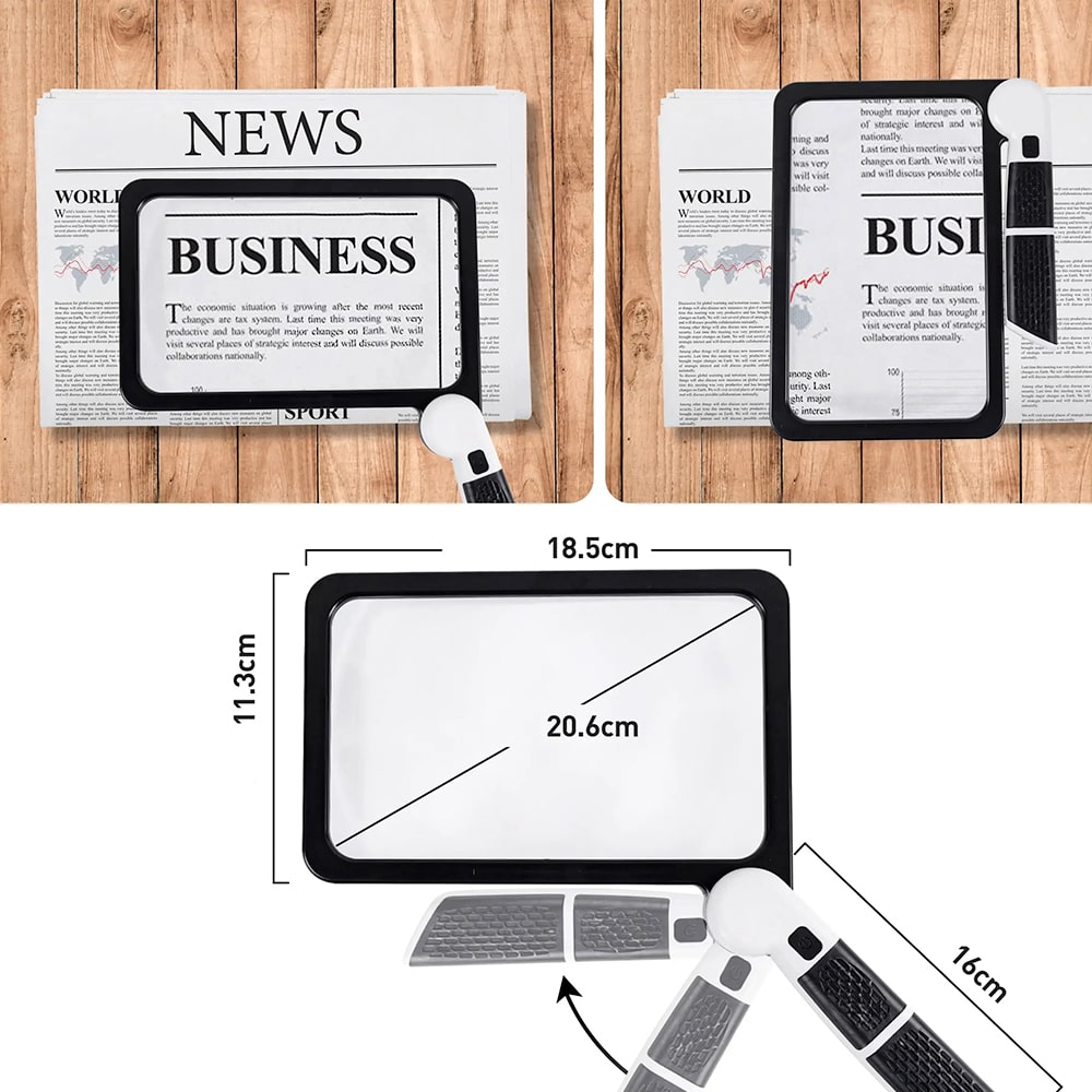 Kalsten | Lupa de Mano de Lados Completos – 5X de Aumento, Lupa Iluminada por LED con 3 Modos, Ideal para Leer Libros y para Personas Mayores