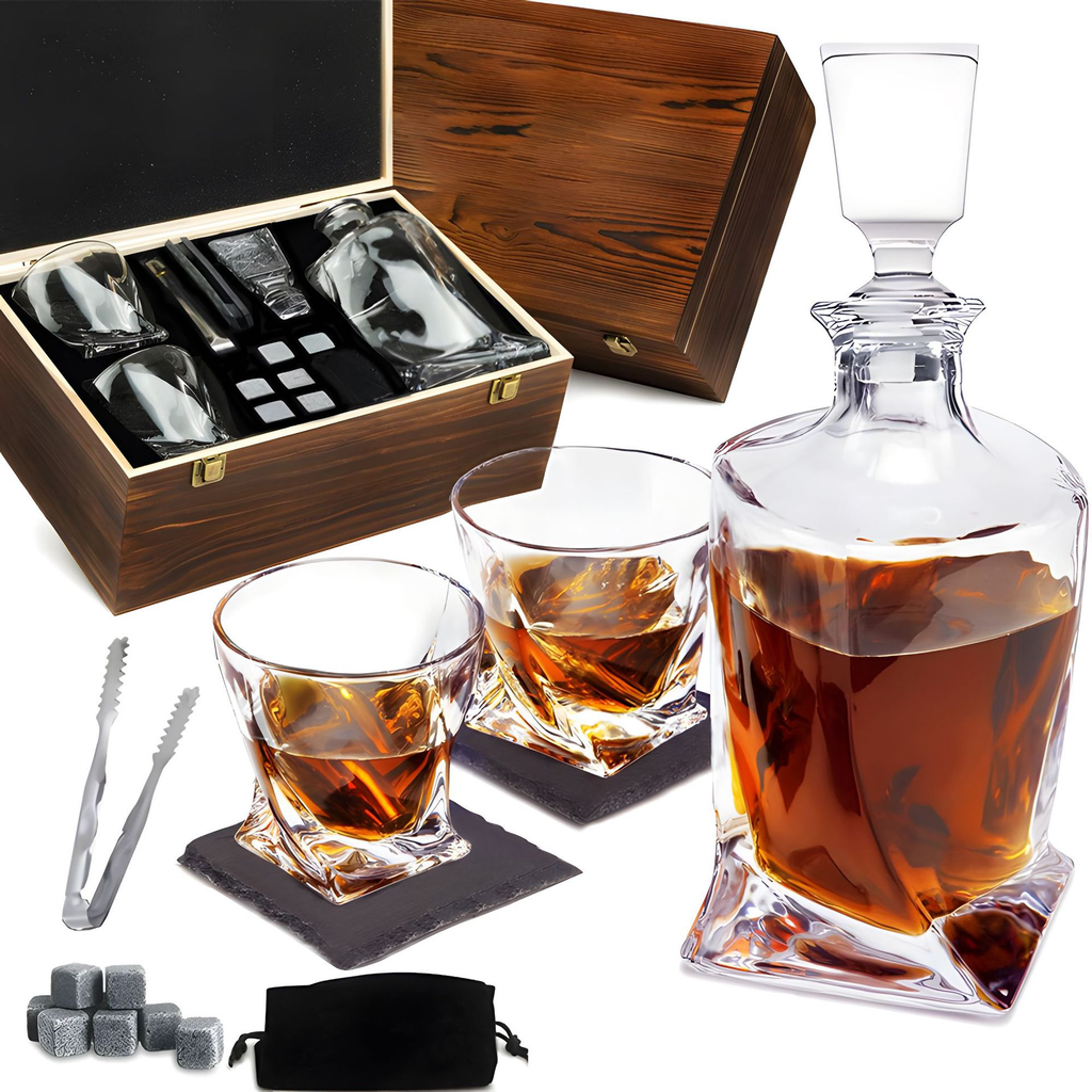 Conjunto de Decantador de Whisky y Vasos para Verdaderos Conocedores