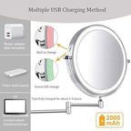 Lisslune | LUMIVIEW – Espejo de Aumento LED Recargable con Control Táctil