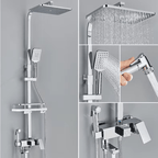 Juego de Ducha - AquaFlow - Ducha de Lluvia de Lujo - Mezclador de Latón