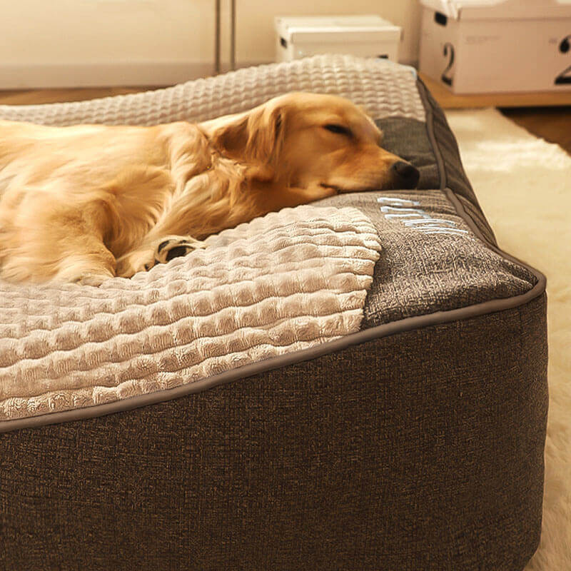 Cojín Ortopédico para Perros Grande – Cama de Perro de Espuma con Memoria de Lujo con Cojín de Cabeza