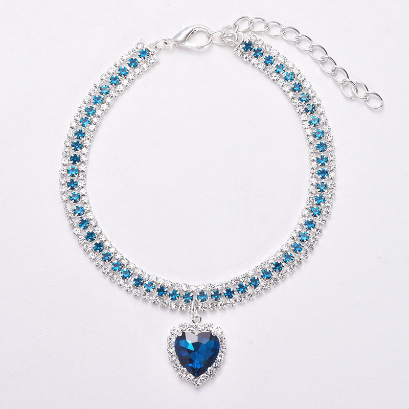 Gato de Lujo | Collar de Cristal de Lujo para Gato con Colgante de Corazón de Piedra Preciosa Reflectante Kalsten