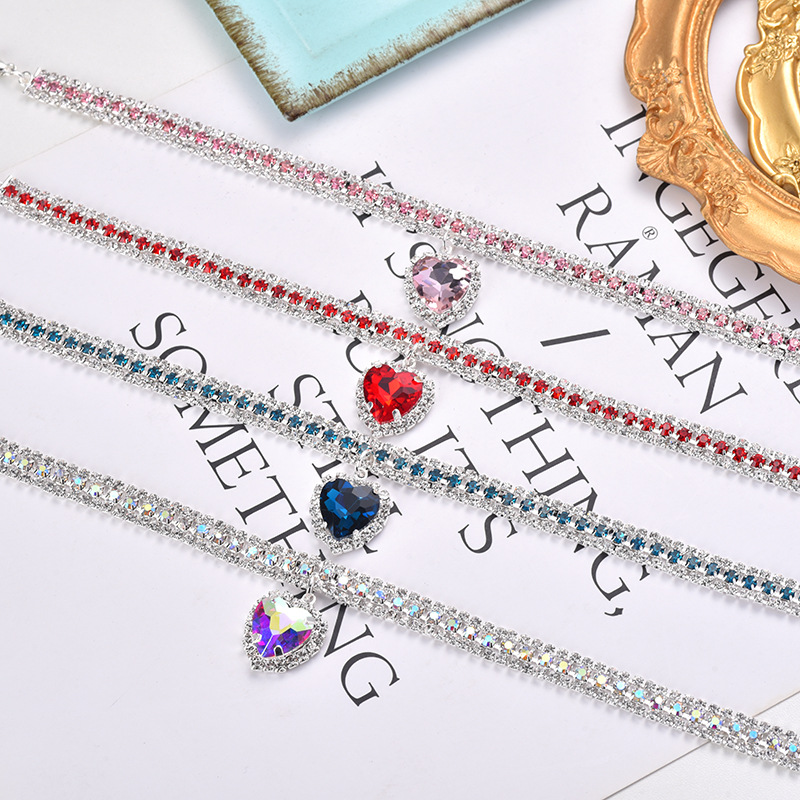 Gato de Lujo | Collar de Cristal de Lujo para Gato con Colgante de Corazón de Piedra Preciosa Reflectante Kalsten