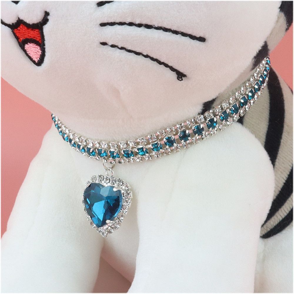 Gato de Lujo | Collar de Cristal de Lujo para Gato con Colgante de Corazón de Piedra Preciosa Reflectante Kalsten