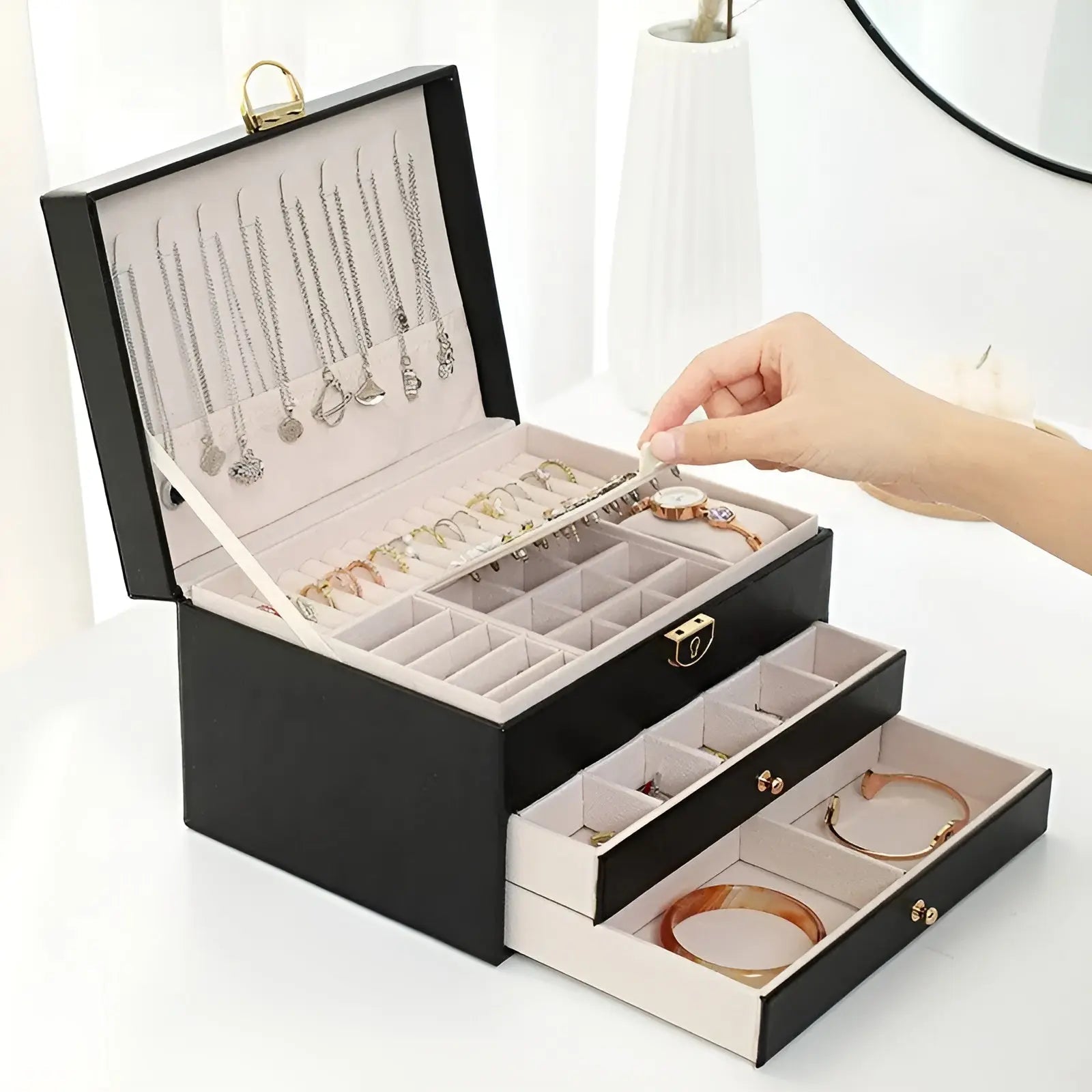Caja de Joyas de Lujo de Múltiples Capas para Mujeres