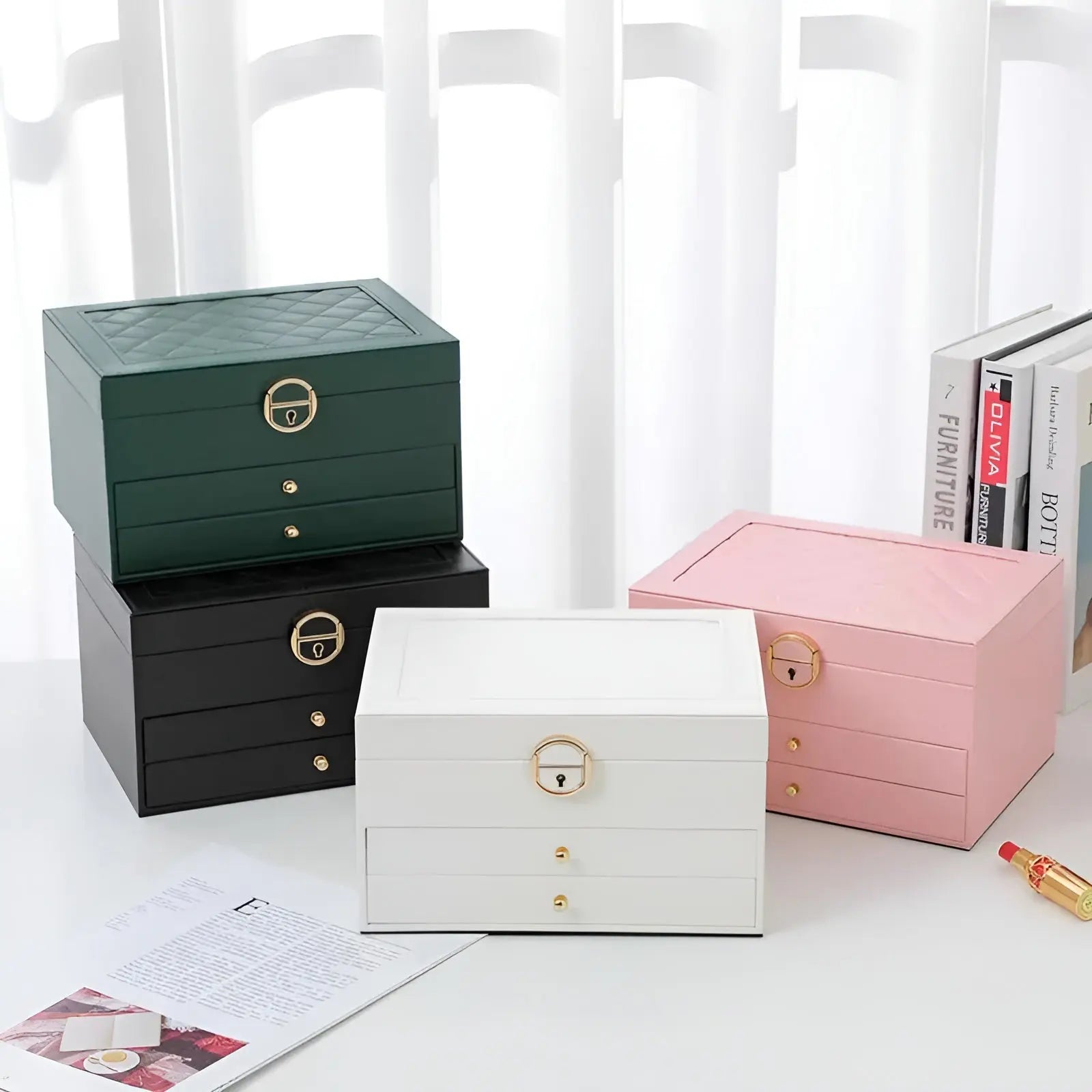 Caja de Joyas de Lujo de Múltiples Capas para Mujeres
