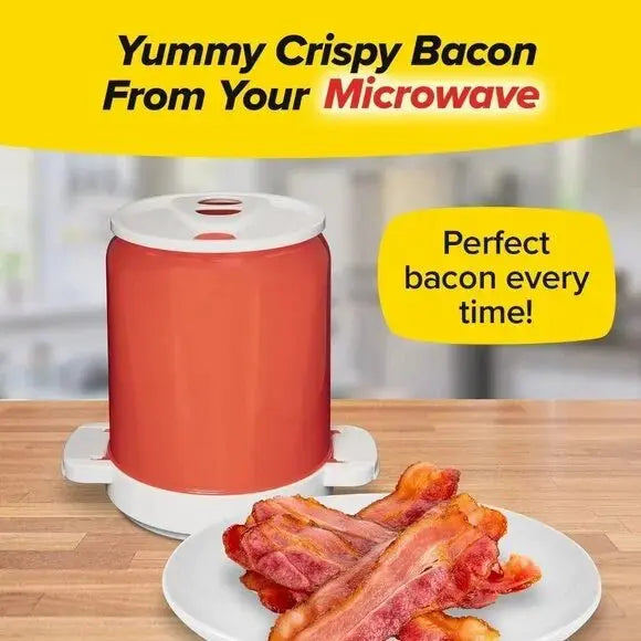 Cocinador de Tocino para Microondas | Estante para Drenar Grasa y Cúpula Antisalpicaduras | Apto para Lavavajillas y Libre de BPA