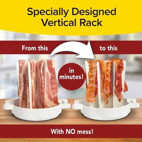Cocinador de Tocino para Microondas | Estante para Drenar Grasa y Cúpula Antisalpicaduras | Apto para Lavavajillas y Libre de BPA