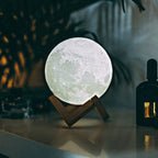 Lámpara Mágica de Luna - Control Táctil Inalámbrico | Base de Madera