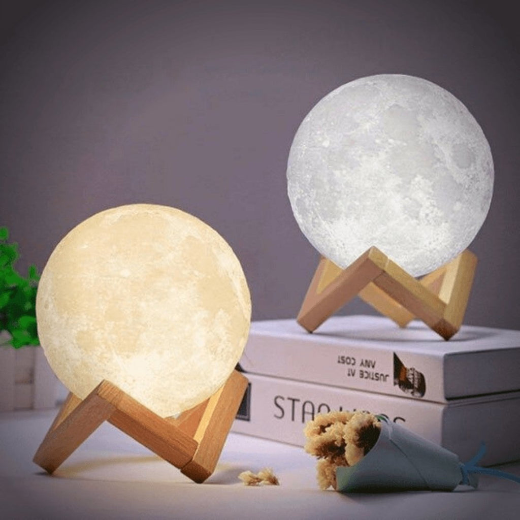 Lámpara Mágica de Luna - Control Táctil Inalámbrico | Base de Madera