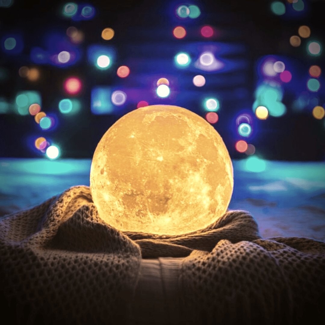 Lámpara Mágica de Luna - Control Táctil Inalámbrico | Base de Madera