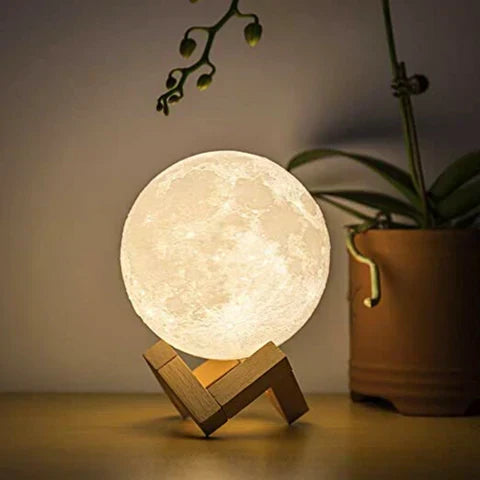Lámpara Mágica de Luna - Control Táctil Inalámbrico | Base de Madera