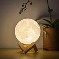 Lámpara Mágica de Luna - Control Táctil Inalámbrico | Base de Madera