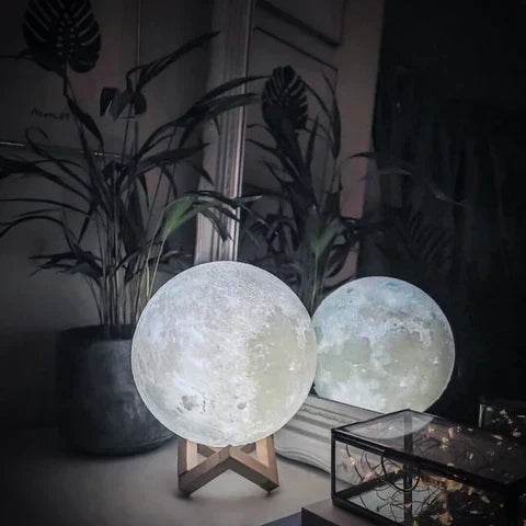 Lámpara Mágica de Luna - Control Táctil Inalámbrico | Base de Madera