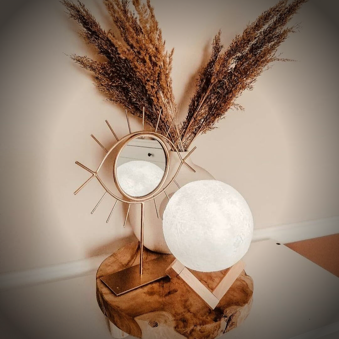 Lámpara Mágica de Luna - Control Táctil Inalámbrico | Base de Madera