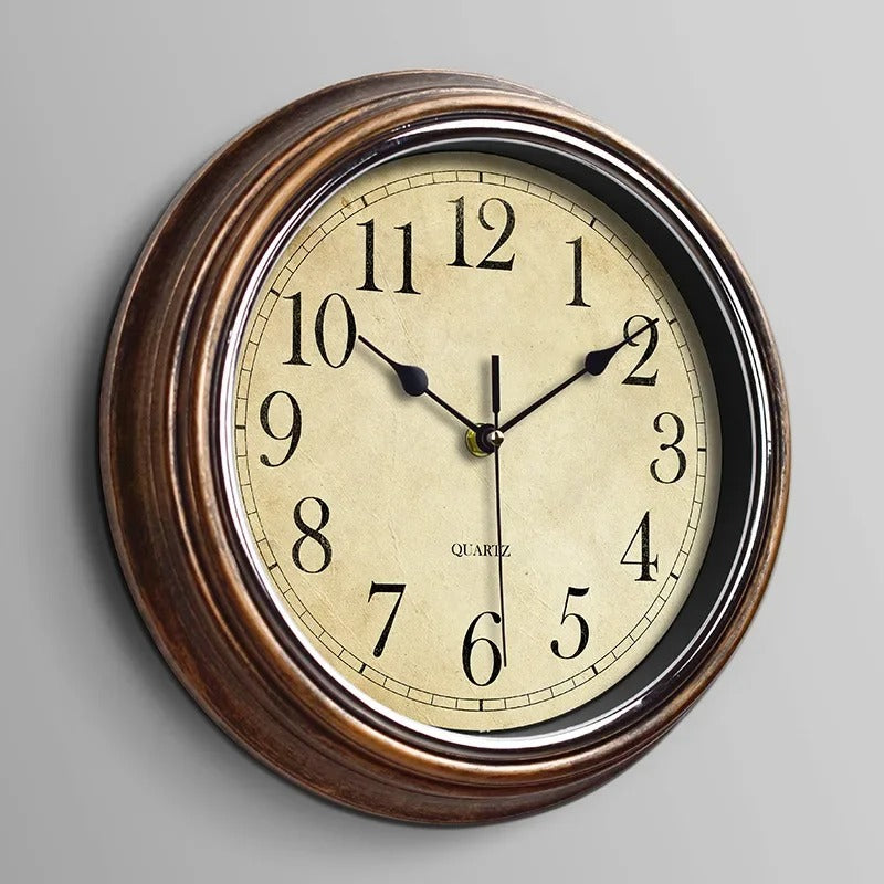 Kalsten | Reloj de pared WoodLuxe clásico – reloj decorativo de madera silencioso de 30 cm