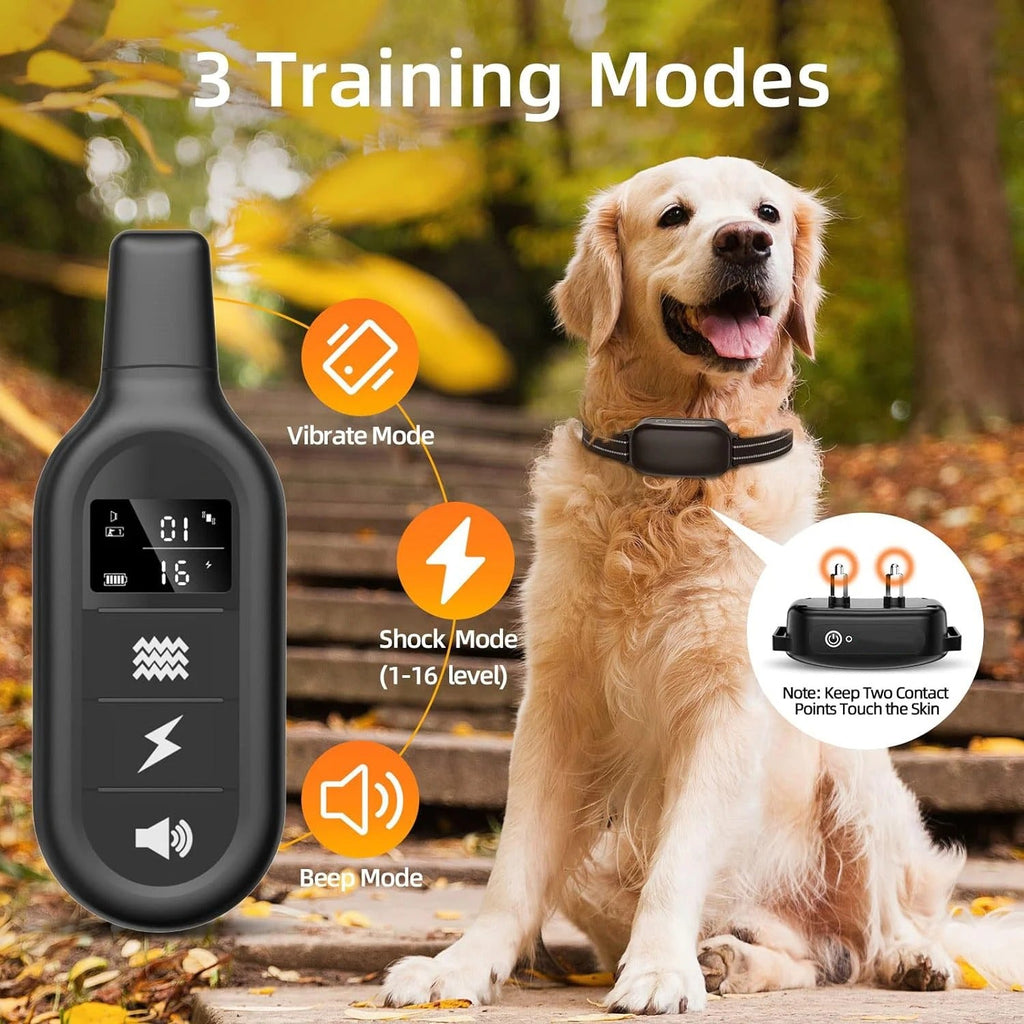 Collar E-Collar para Entrenamiento de Perros Impermeable y Recargable de 1000m