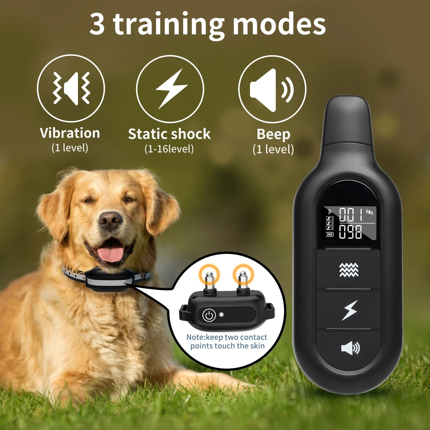 Collar de Entrenamiento para Perros Recargable e Impermeable