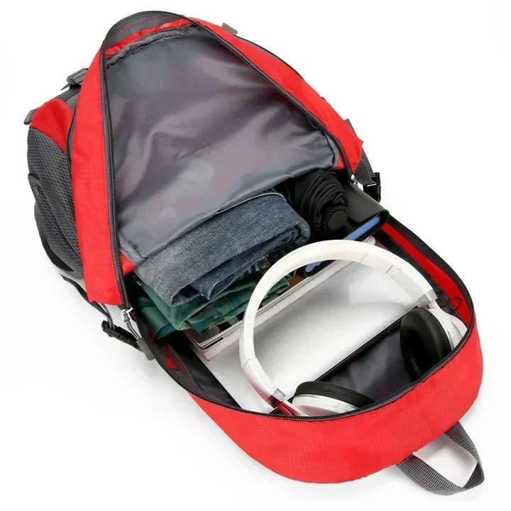 Mochila de viaje impermeable para exteriores con múltiples compartimentos