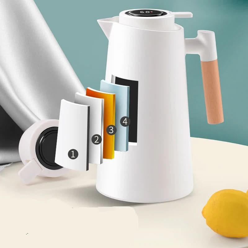 Jarra Térmica de Vidrio Aislado – Pantalla de Temperatura y Mango de Madera