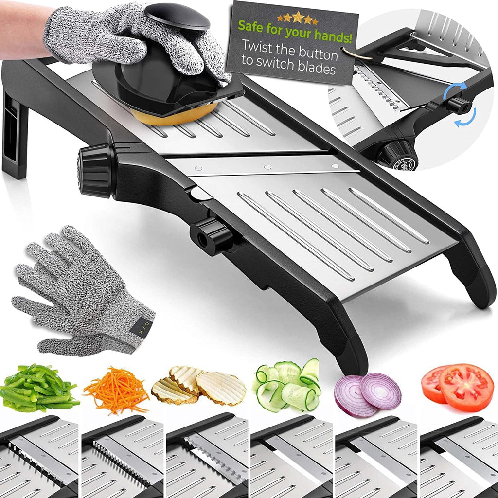 SlicerPro Kit de Seguridad | Mandolina con Guantes Resistentes a Cortes