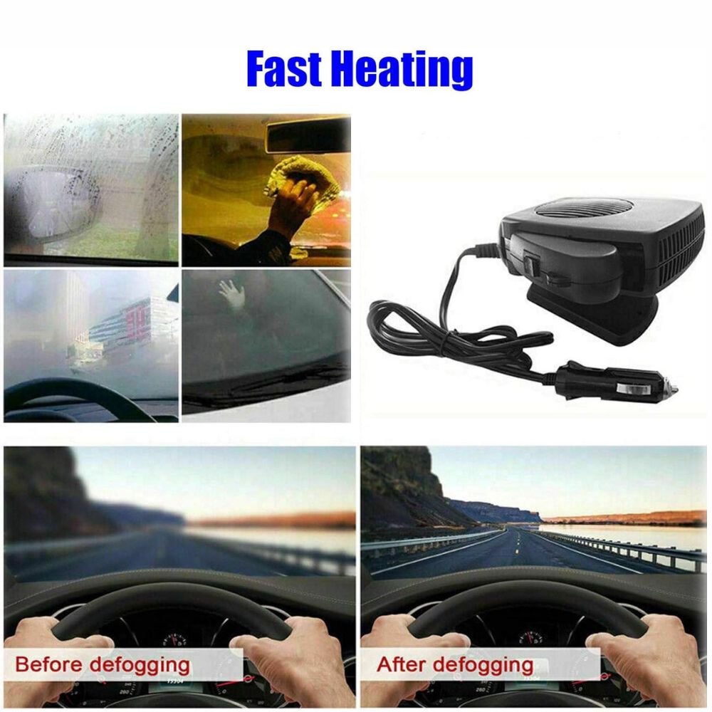 Calentador y descongelador portátil de 12V para coche – Ventilador cerámico de 150W/300W