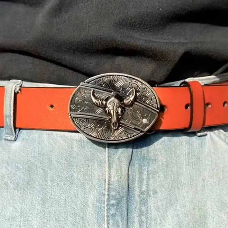 Hebilla de cinturón ovalada de metal para vaqueros