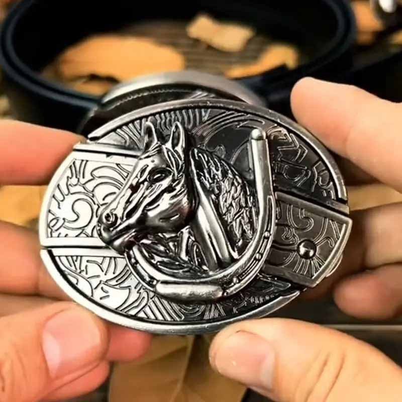 Hebilla de cinturón ovalada de metal para vaqueros