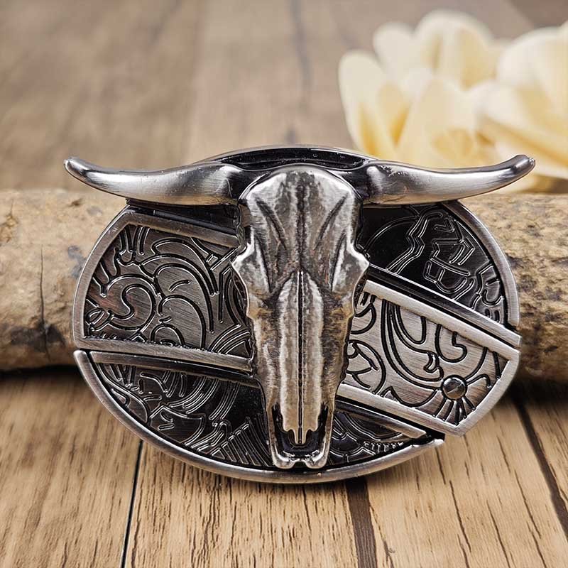 Hebilla de cinturón ovalada de metal para vaqueros
