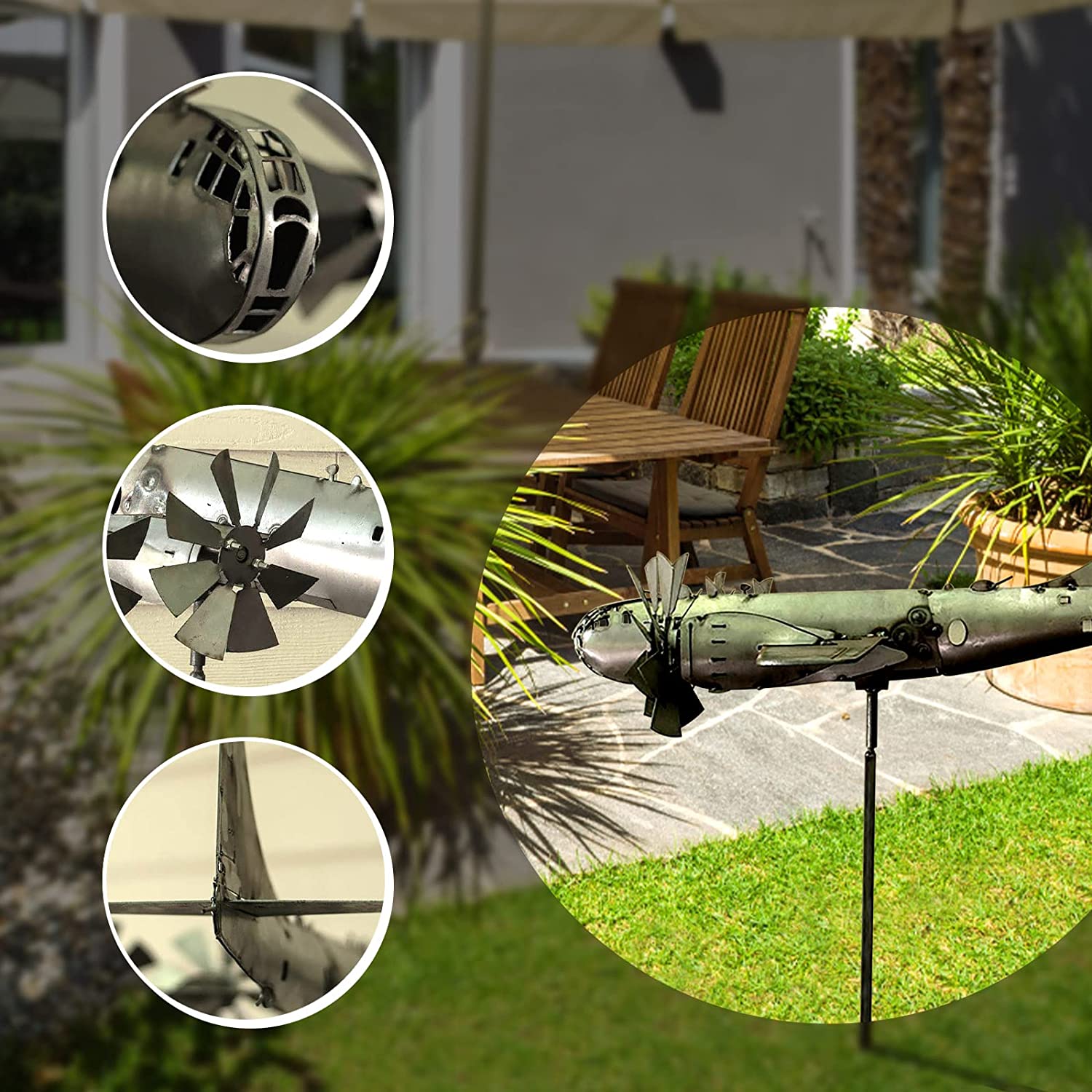 Molino de Viento Volador para Jardín – Decoración Metálica Única para Espacios Exteriores