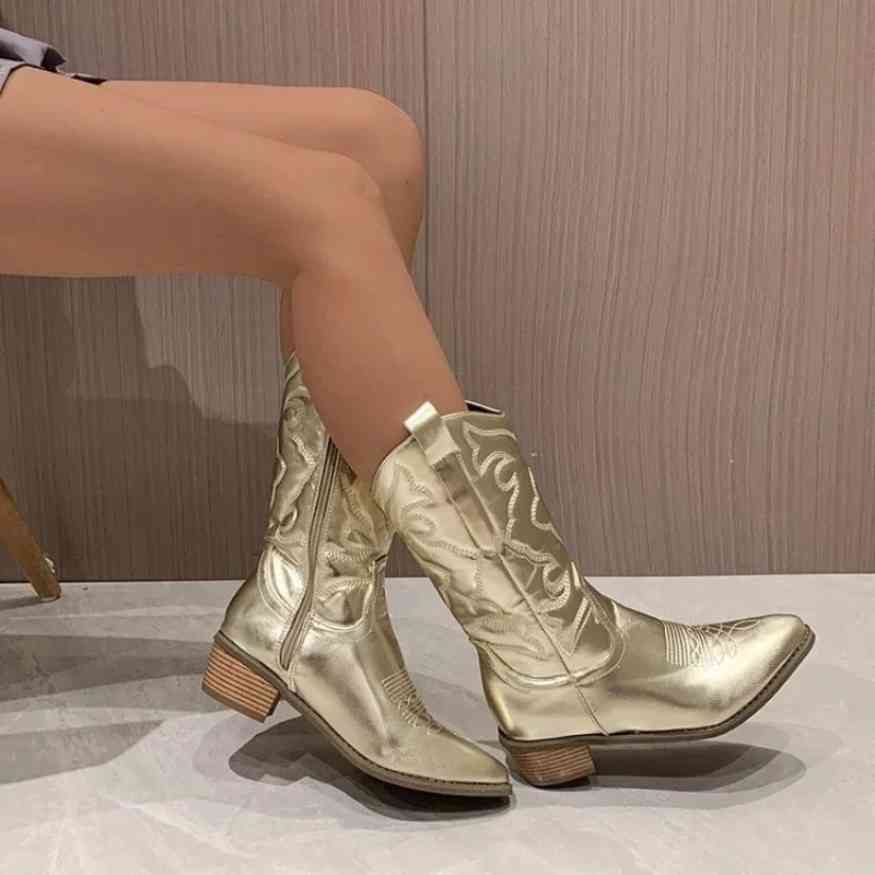 Botas Retro de Vaquera hasta la Pantorrilla