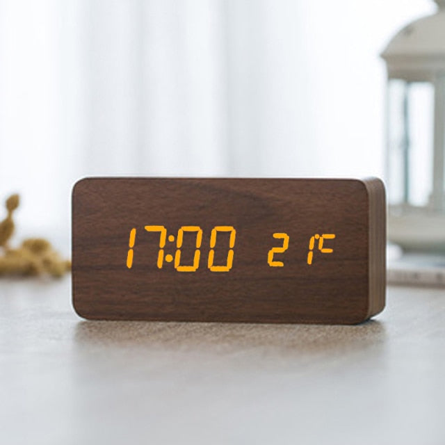 Reloj Despertador Digital LED Minimalista con Control por Voz