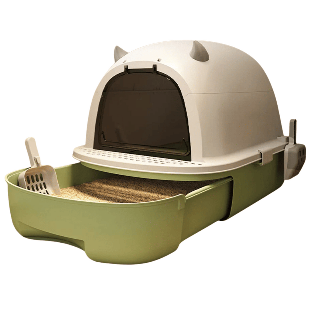 Caja de Arena para Gatos Cerrada con Puerta Basculante y Bandeja Extraíble