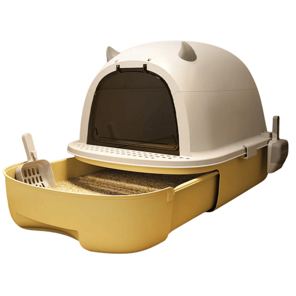 Caja de Arena para Gatos Cerrada con Puerta Basculante y Bandeja Extraíble