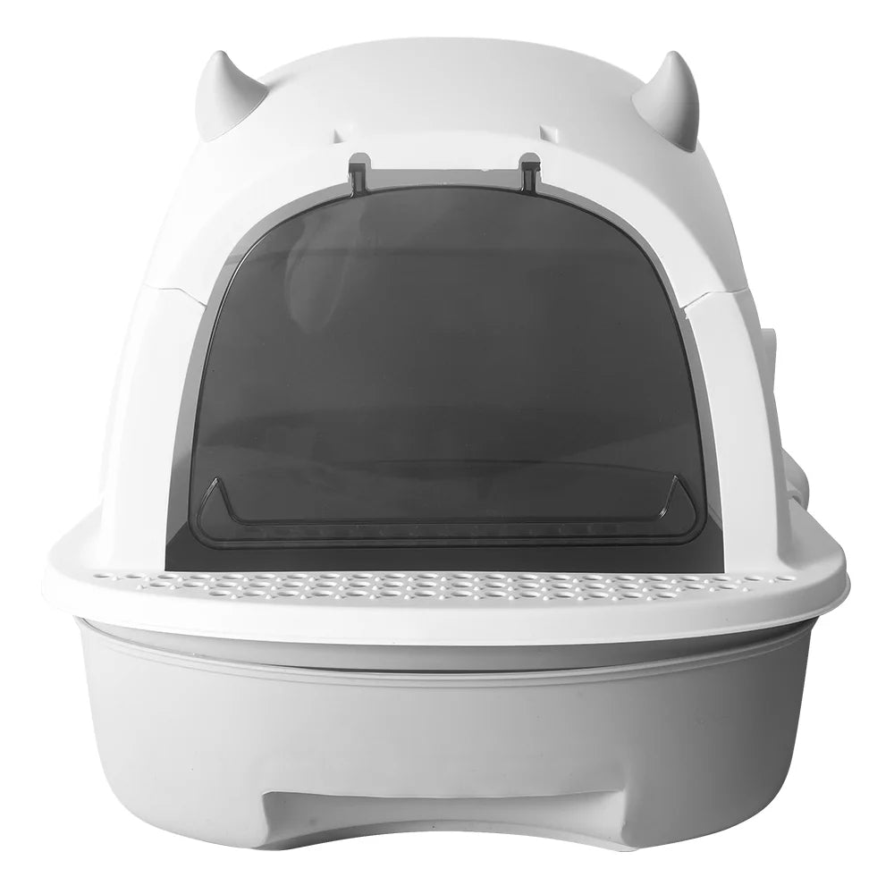 Caja de Arena para Gatos Cerrada con Puerta Basculante y Bandeja Extraíble