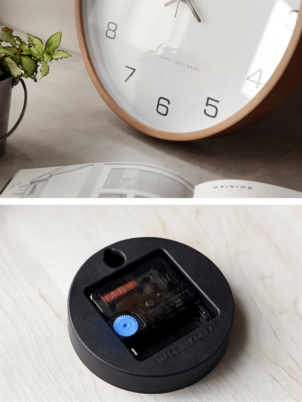 Reloj de Pared Redondo de Madera – Silencioso y Elegante para el Hogar