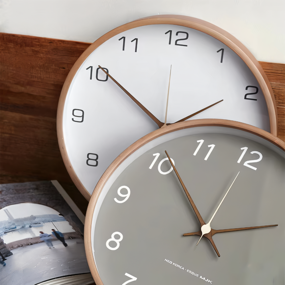 Reloj de Pared Redondo de Madera – Silencioso y Elegante para el Hogar