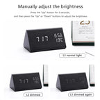 Despertador Digital Moderno con Pantalla LED de Aspecto de Madera y Control por Voz