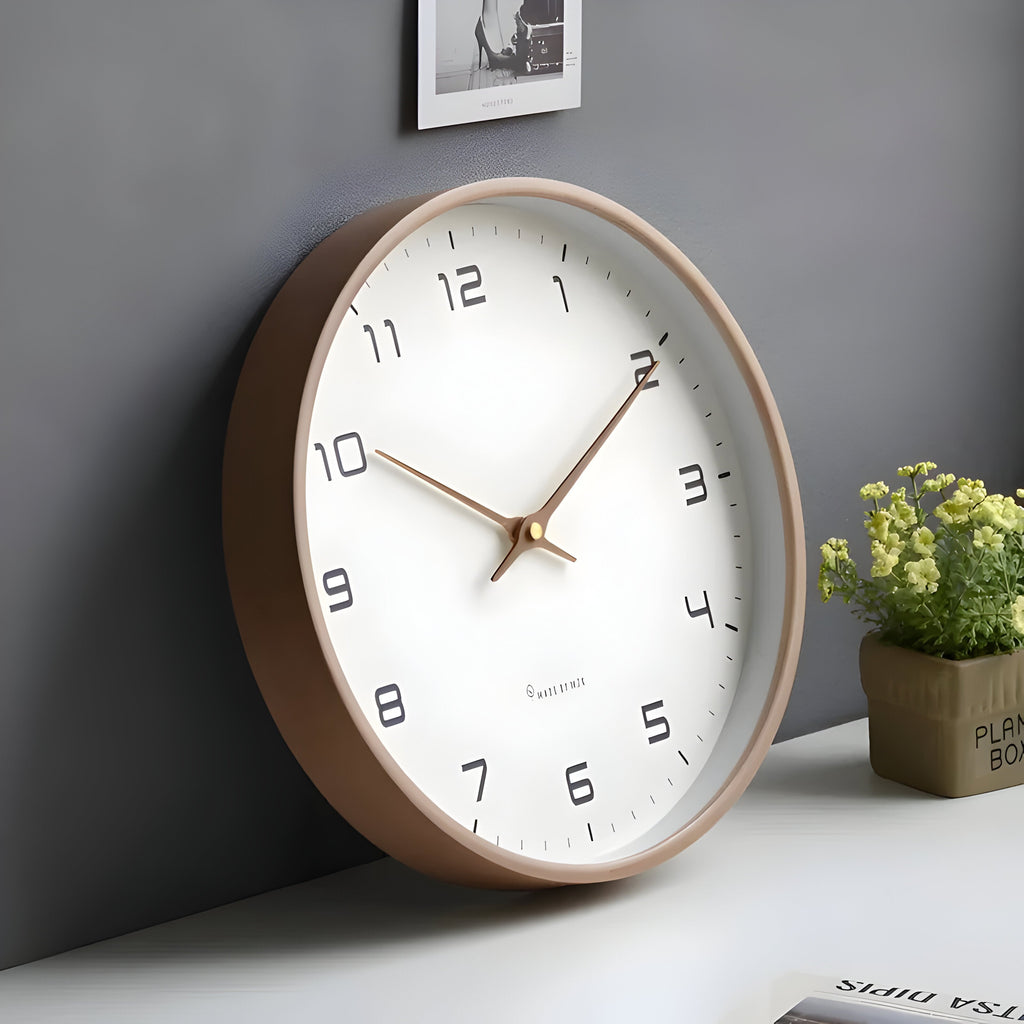 Reloj de Pared Silencioso de Madera | Diseño Redondo Moderno
