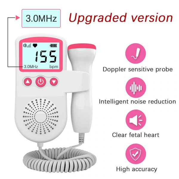 Monitor de Frecuencia Cardíaca Fetal Doppler para Embarazo en Casa, Detector de Sonido de Frecuencia Cardíaca Fetal