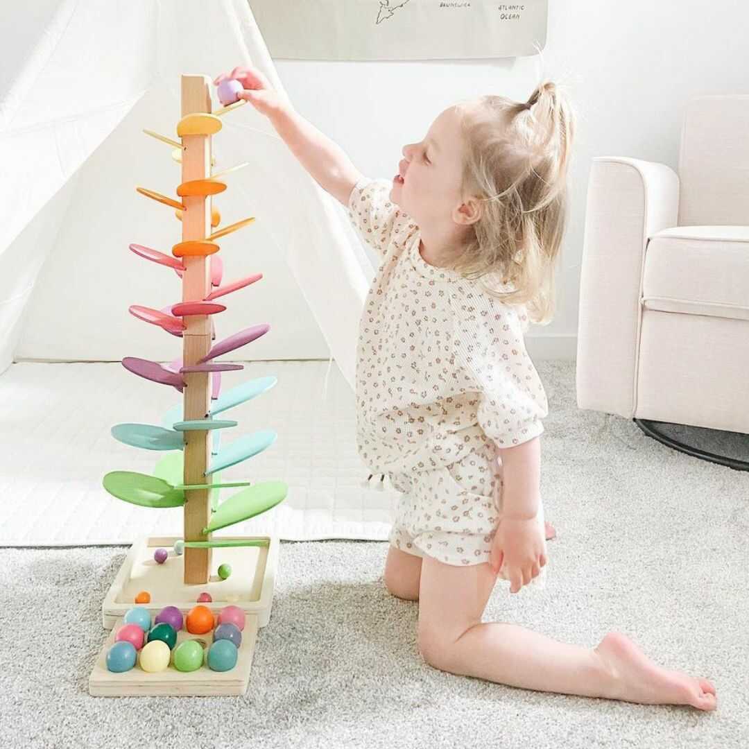 Árbol de Canicas Arcoíris - Juguete Montessori con Música