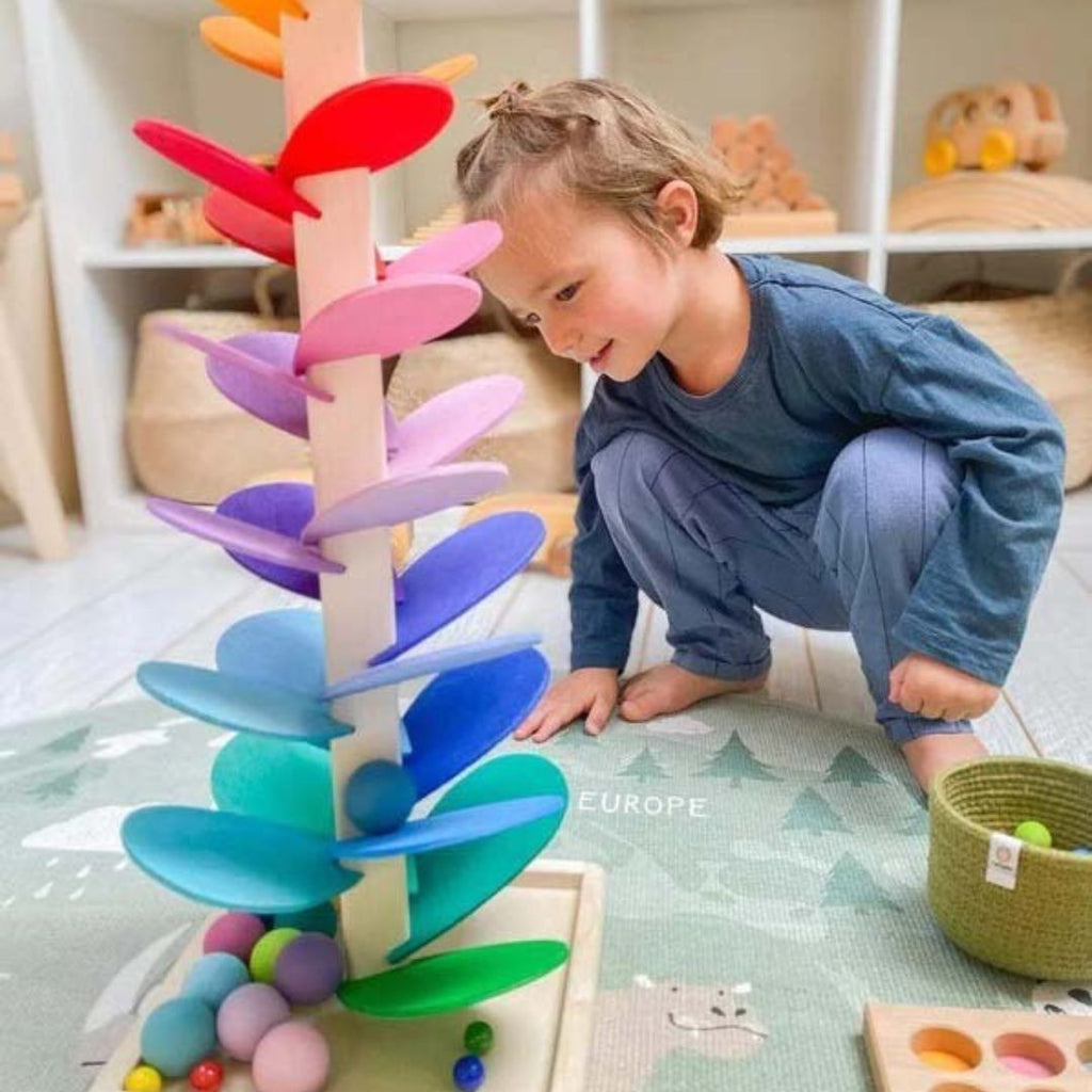 Árbol de Canicas Arcoíris - Juguete Montessori con Música