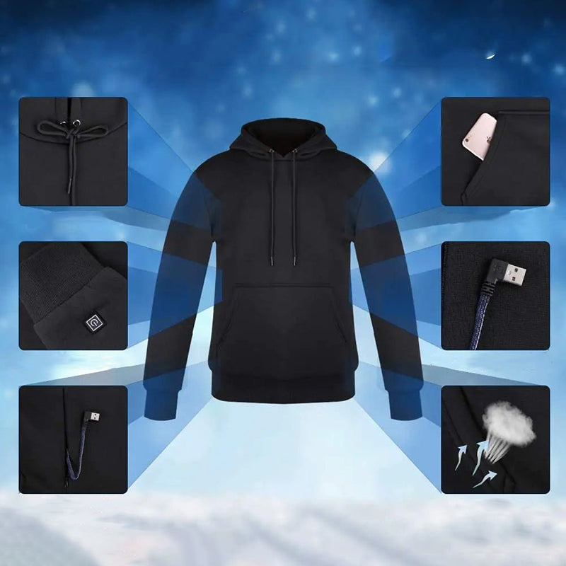 Sudadera con capucha calentada por USB para hombres