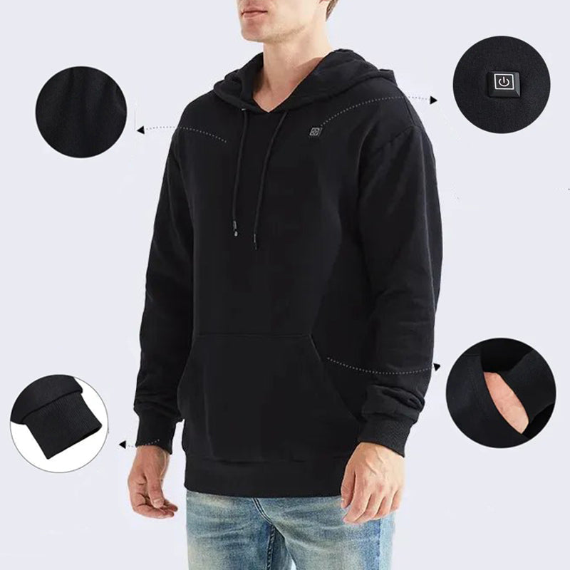 Sudadera con capucha calentada por USB para hombres