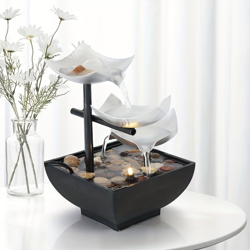 Lámpara de mesa con fuente relajante y iluminación LED para sala de estar y dormitorio