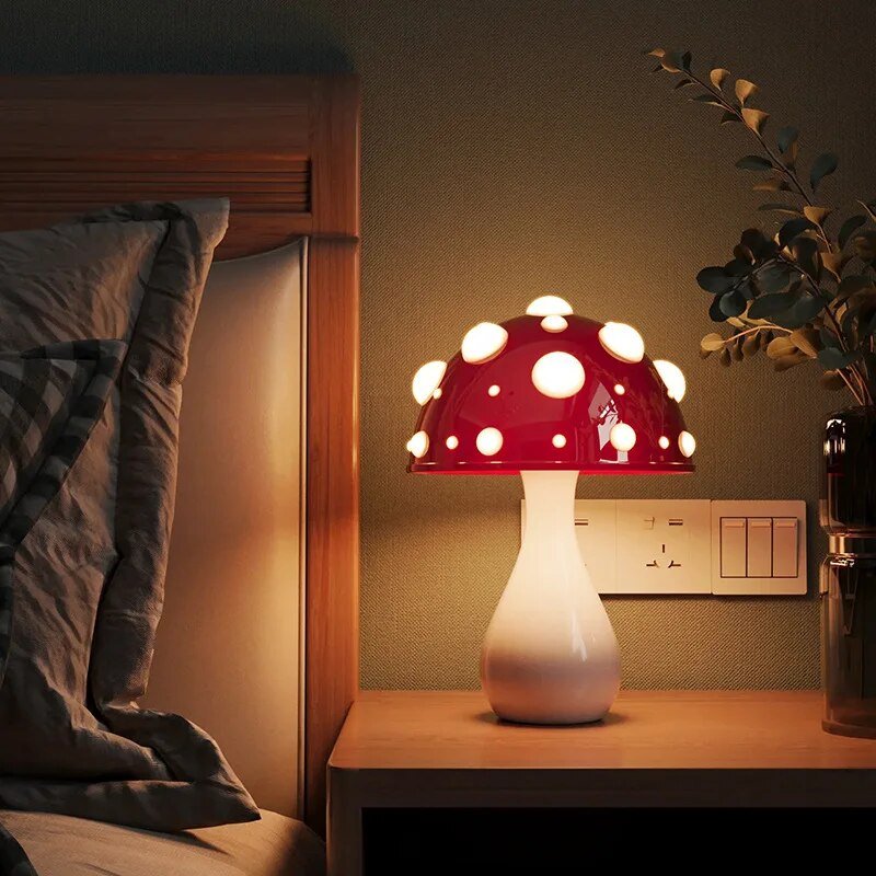 Lámpara de mesa tipo hongo regulable con luz cálida para dormitorio y sala de estar