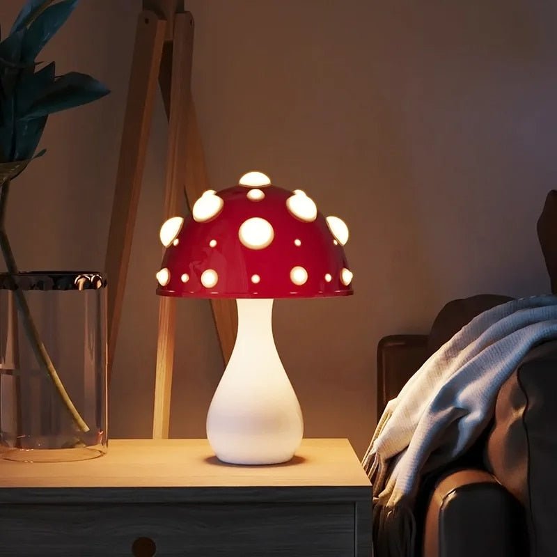 Lámpara de mesa tipo hongo regulable con luz cálida para dormitorio y sala de estar