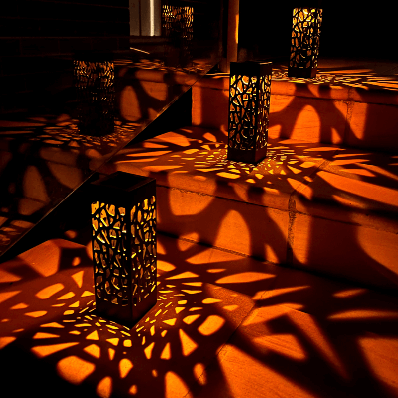 Lámpara LED exterior resistente a la intemperie con diseño hueco para jardín y terraza (6 unidades)