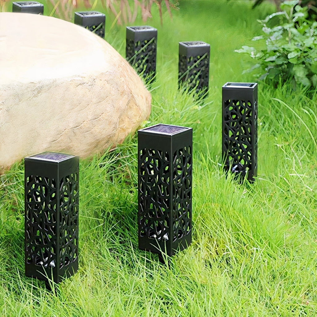 Lámpara LED exterior resistente a la intemperie con diseño hueco para jardín y terraza (6 unidades)